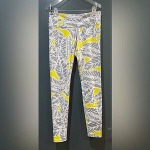 Alo Grey and Yellow Leaf Print Bottoms